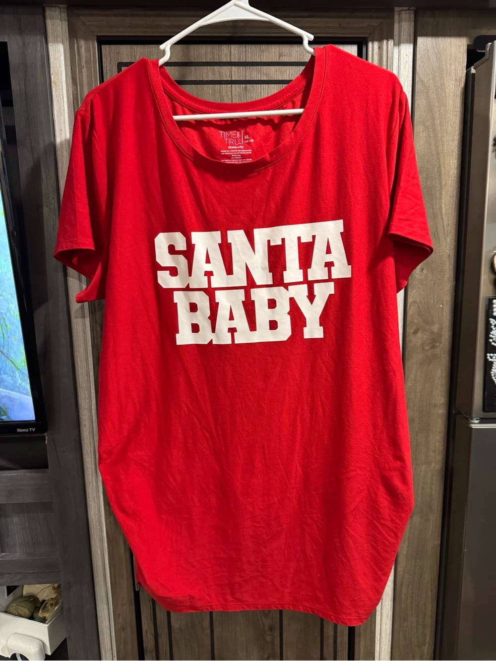 Time and Tru Red 'SANTA BABY' Short Sleeve Graphic Tee